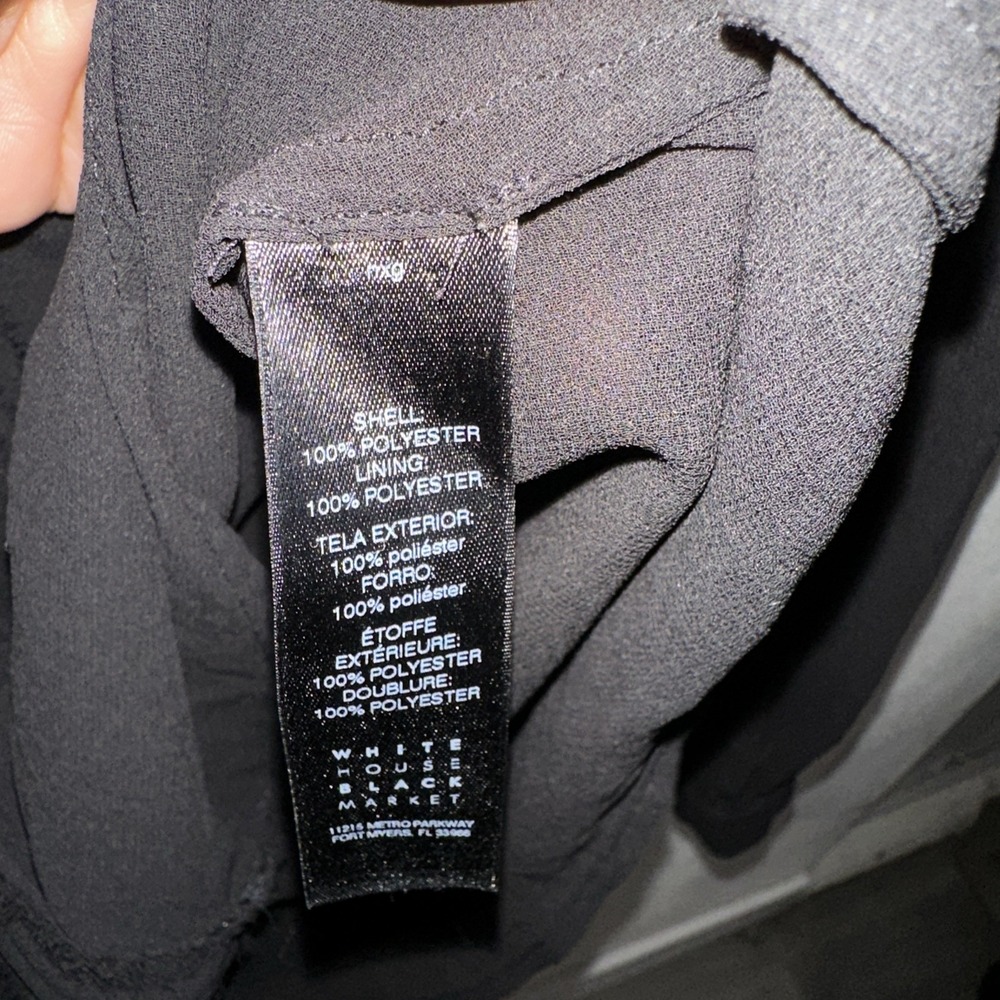 White House Black Market‎ Black Sheer Sleeve Woven Blouse Size 2 Gold Button - Picture 10 of 10